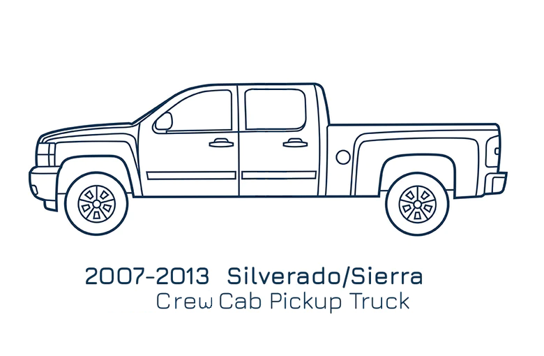 2007-2013 Silverado/Sierra Crew Cab, Slip On Rocker Panels + Cab Corner Covers
