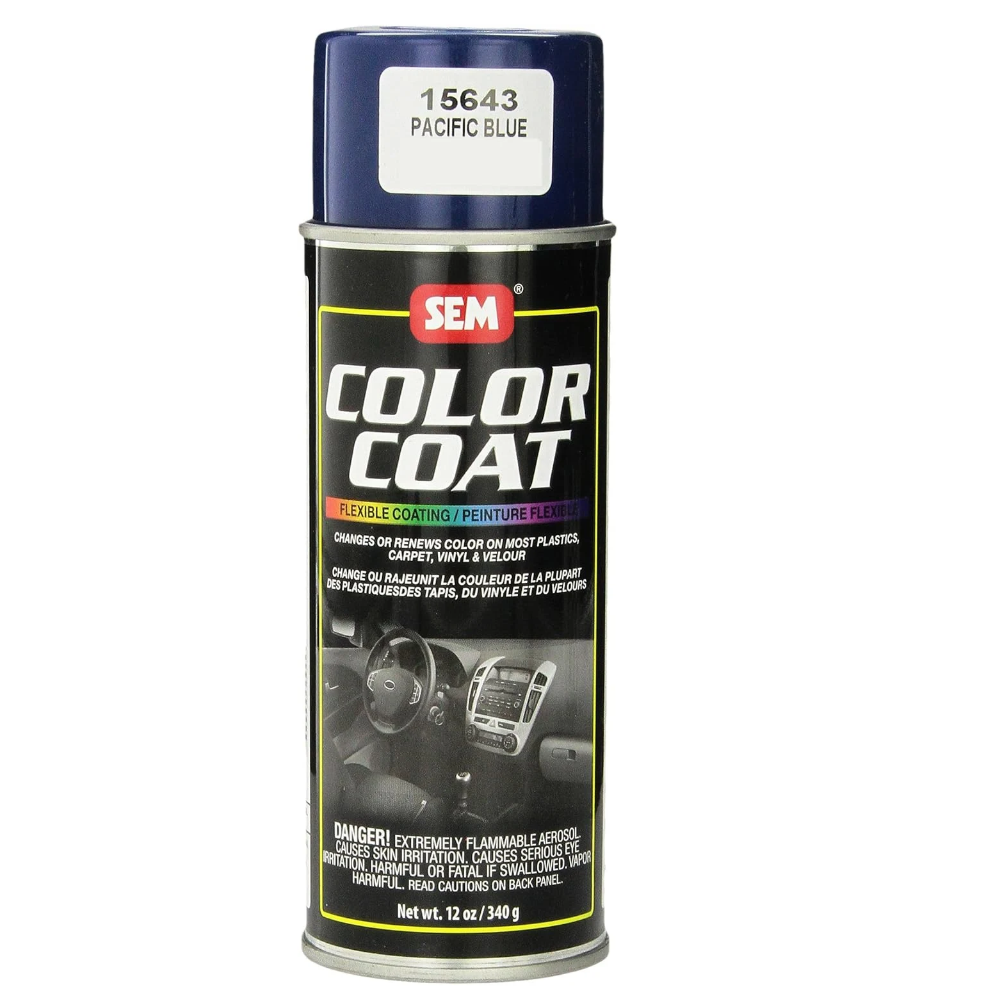 SEM Color Coat Pacific Blue Aerosol — Flexible Vinyl, Plastic & Carpet Coating (15643), 16 oz