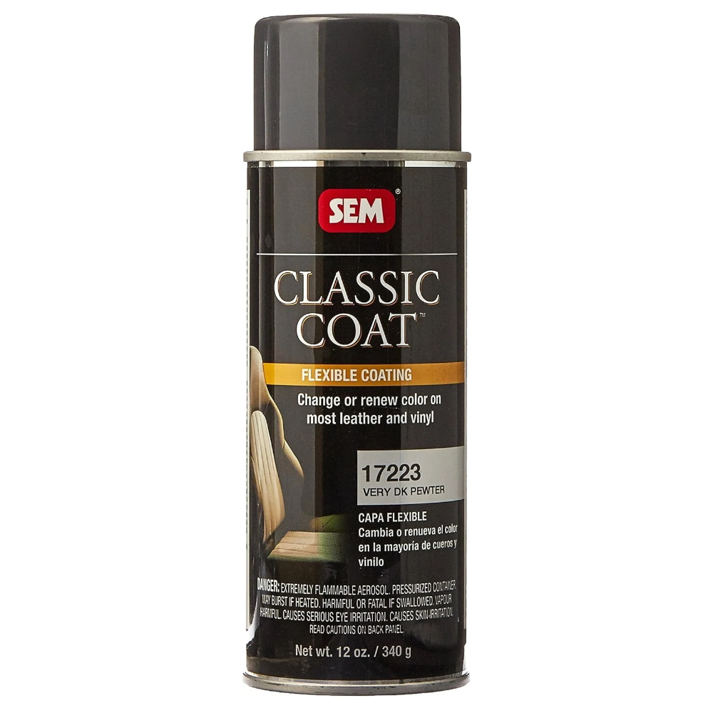 SEM Classic Coat Leather & Vinyl Color Restorer Aerosol – Very Dark Pewter (GM 642H), 16oz