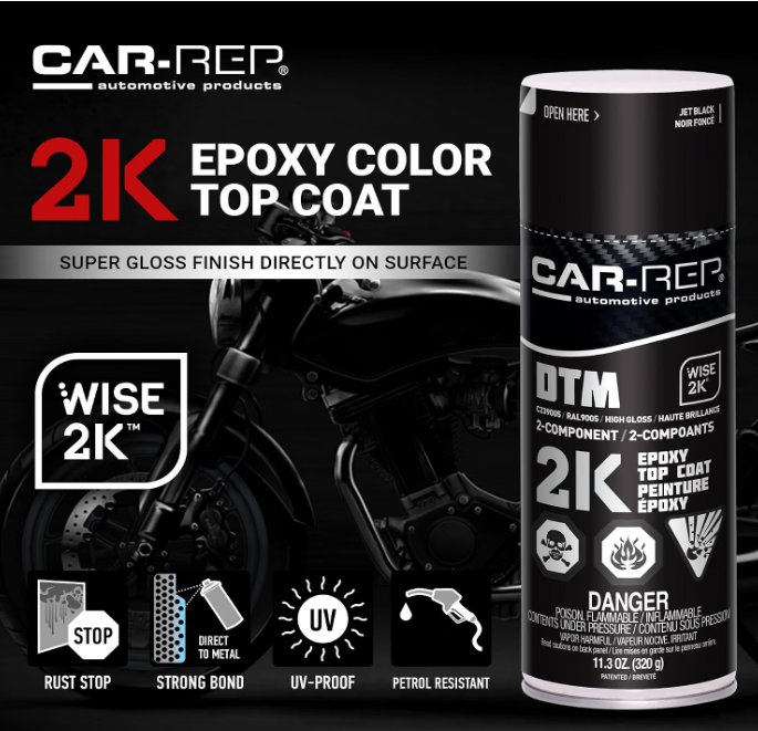 Car-Rep 2K Epoxy Color Top Coat – Jet Black High Gloss, 320g
