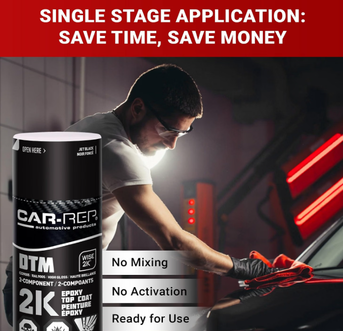 Car-Rep 2K Epoxy Color Top Coat – Jet Black High Gloss, 320g