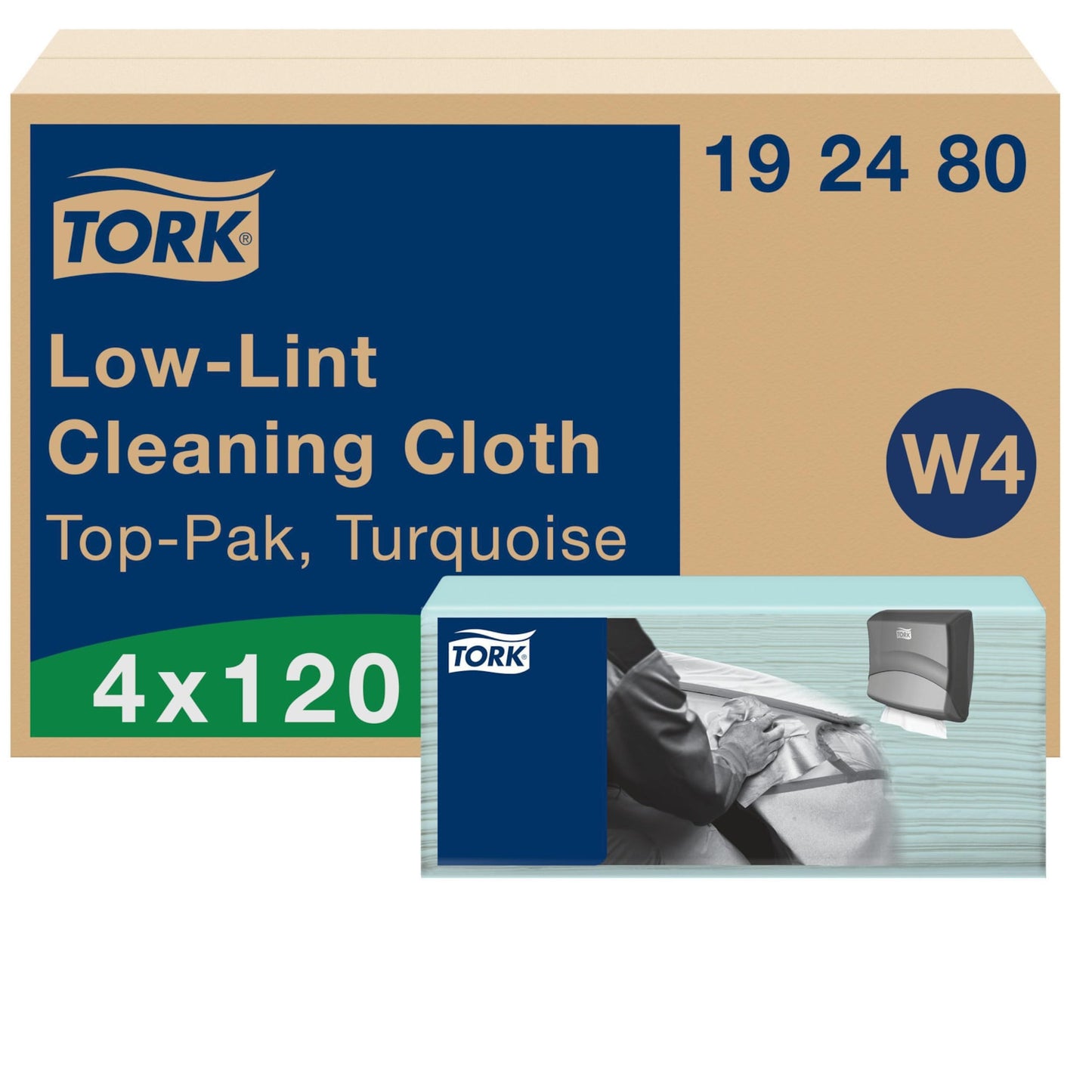 4 packs of 120, Low Lint Turquoise Cleaning Cloth, Top-Pak W4