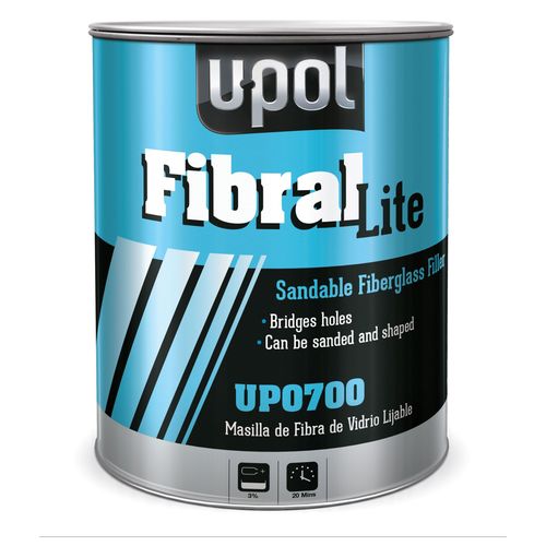 U-POL UP0700 Lite Fiber Glass Filler, 1 Gallon Tin, Yellow, Fibrous/Paste